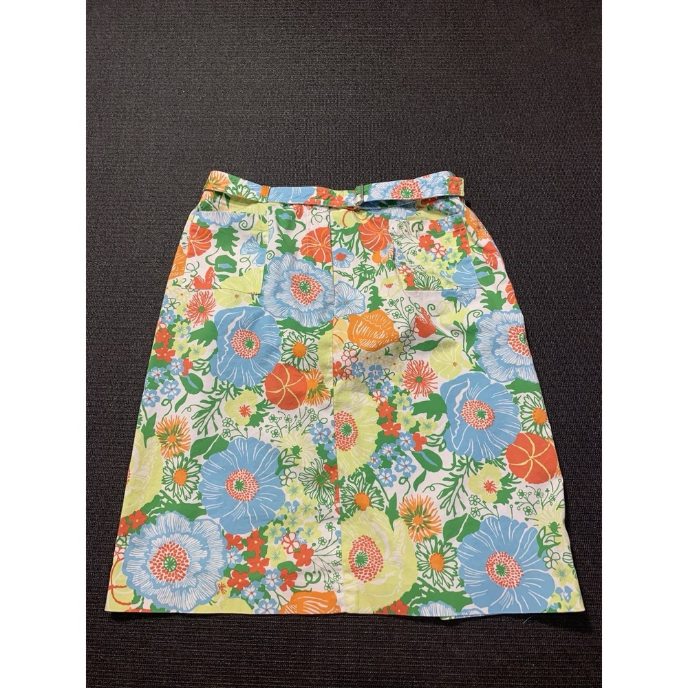 Talbots Skirt Floral Colorful Stretch  Pockets Straight Belt‎ Tropical Work Sz 6